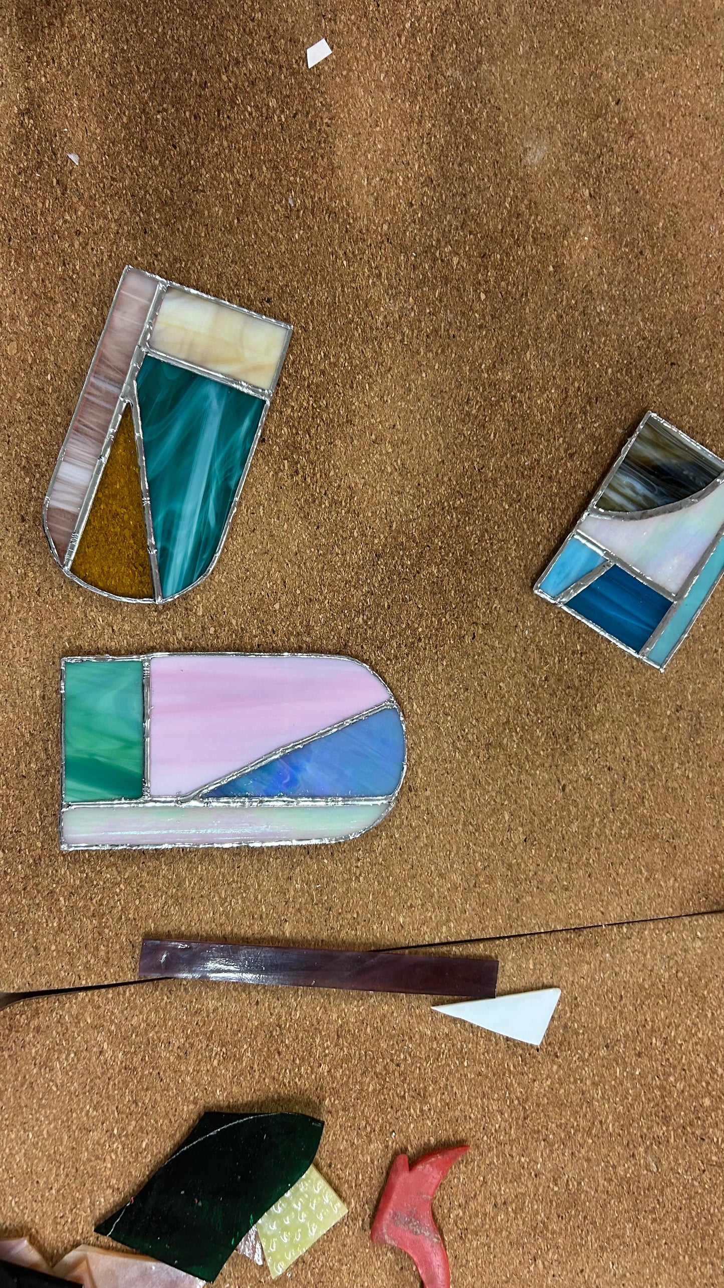 Stained glass on cork backing